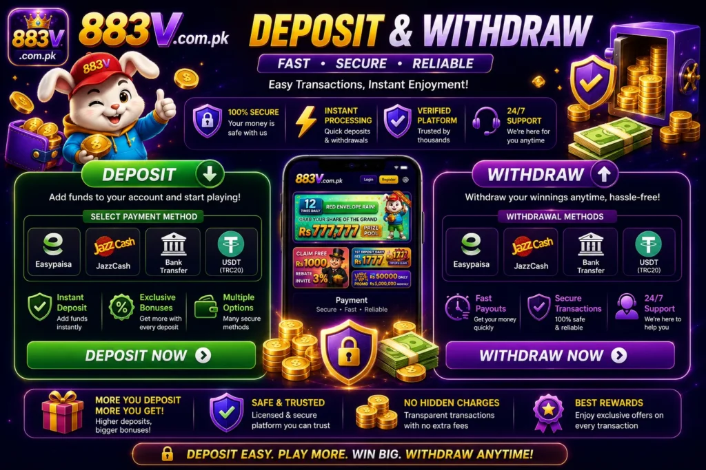 Deposit and Withdraw on 883V Game