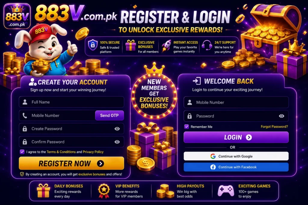 Register and Login on 883V Game